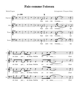 Free Fais Comme L'oiseau by Michel Fugain sheet music | Download PDF or  print on Musescore.com