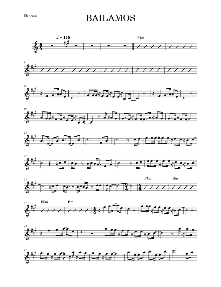 Bailamos – Enrique Iglesias (ALTO SAX RMX) Sheet music for Saxophone alto  (Solo) | Musescore.com
