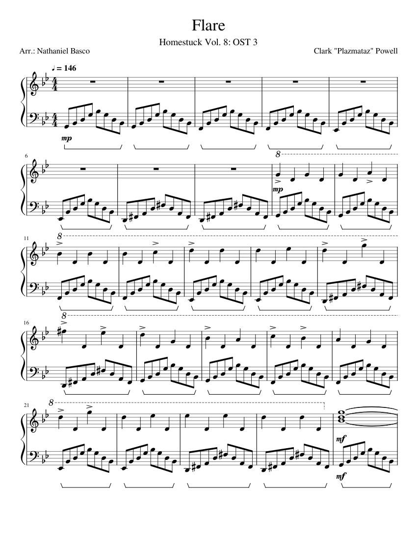 Flare-Homestuck Vol. 8:OST 3 for solo piano Sheet music for Piano (Solo) |  Musescore.com