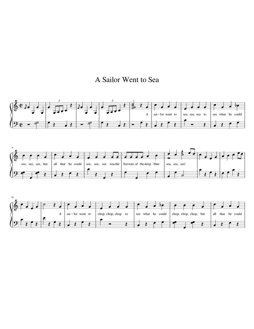 A Sailor Went to Sea Sheet music for Piano (Solo) | Download and print ...