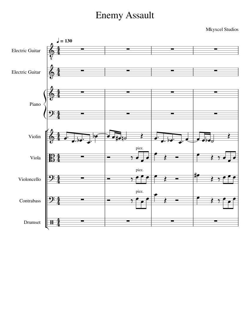 Enemy Assault Sheet music for Piano, Violin, Drum Group, Cello & more