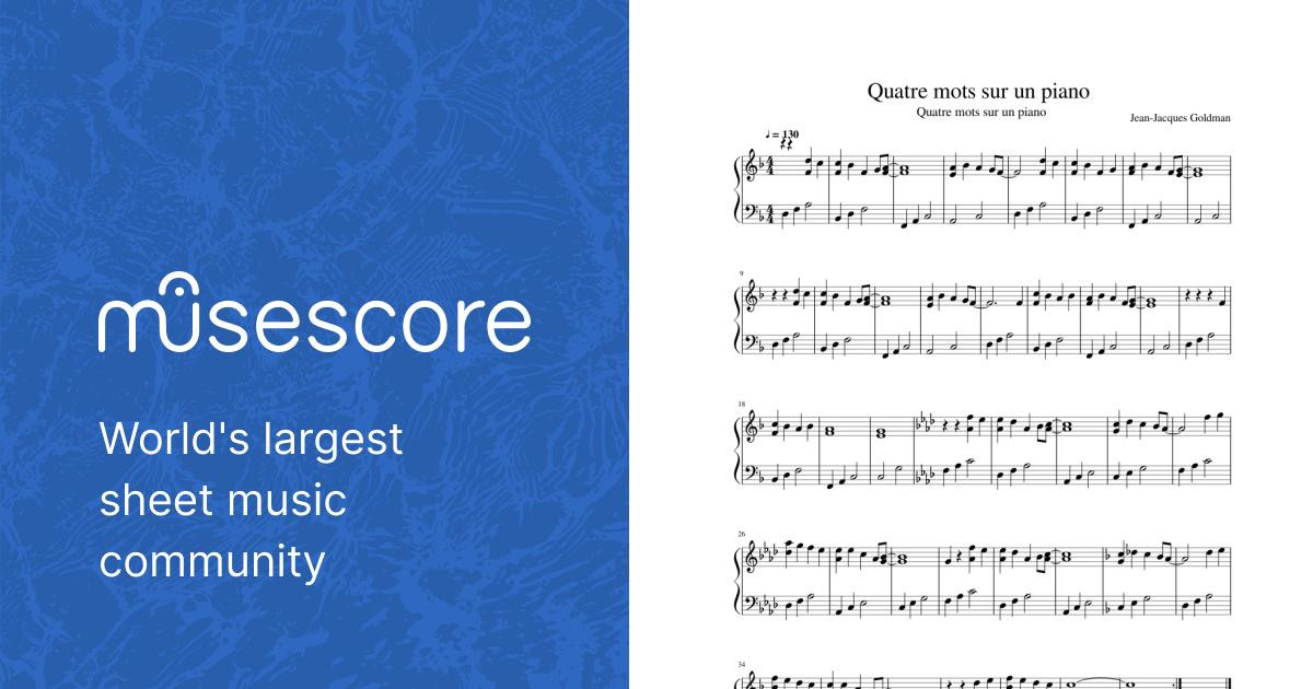 Quatre mots sur un piano Sheet music for Piano (Solo) Easy | Musescore.com