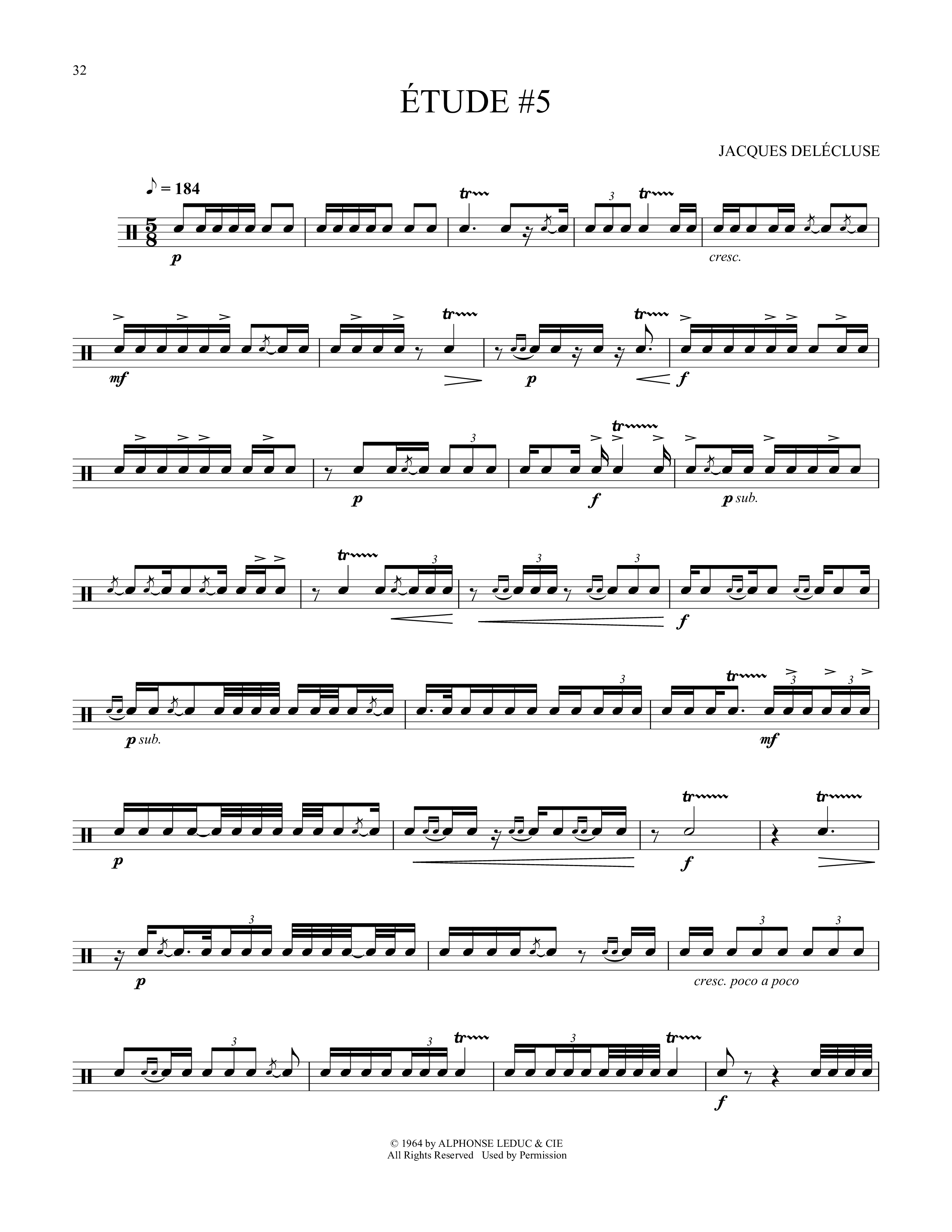 Play Official version of Etude #5 - Jacques Delécluse (Snare Drum Solo ...