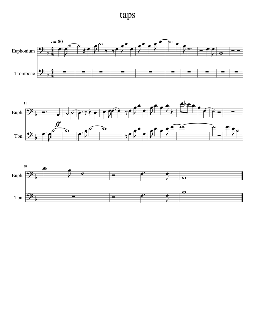 taps for euphonium and trombone Sheet music for Trombone, Euphonium