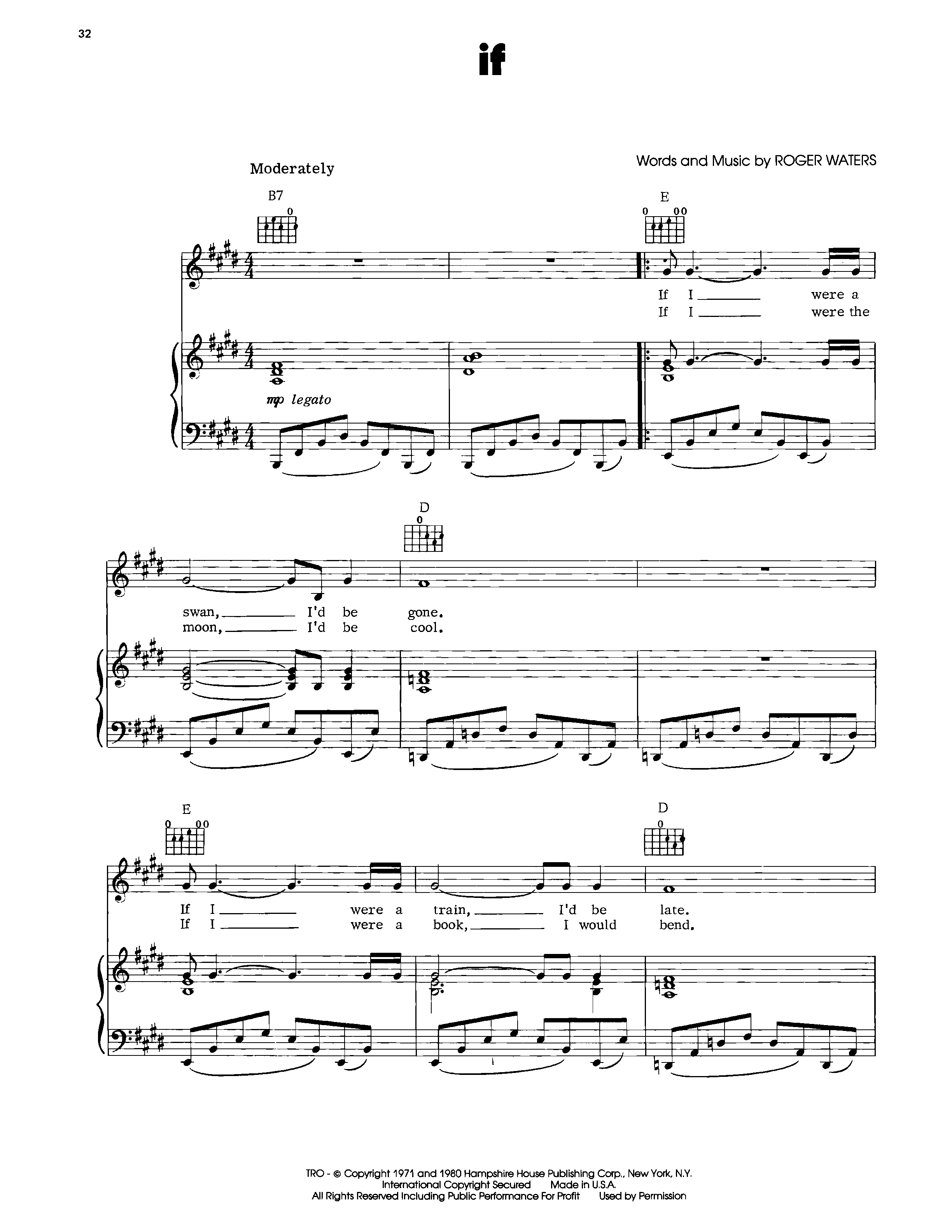 Play Official version of If Sheet Music by Pink Floyd for Piano