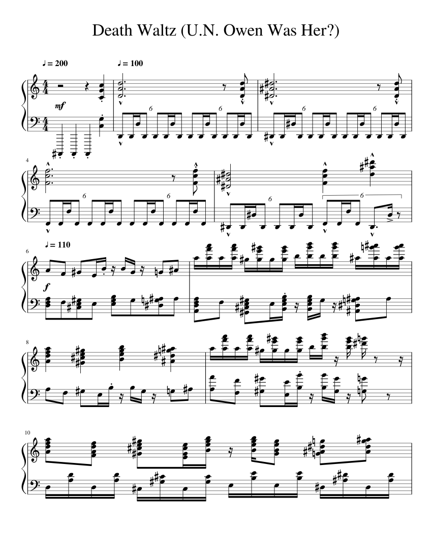 Death Waltz U N Owen Was Her Sheet Music For Piano Solo Musescore Com