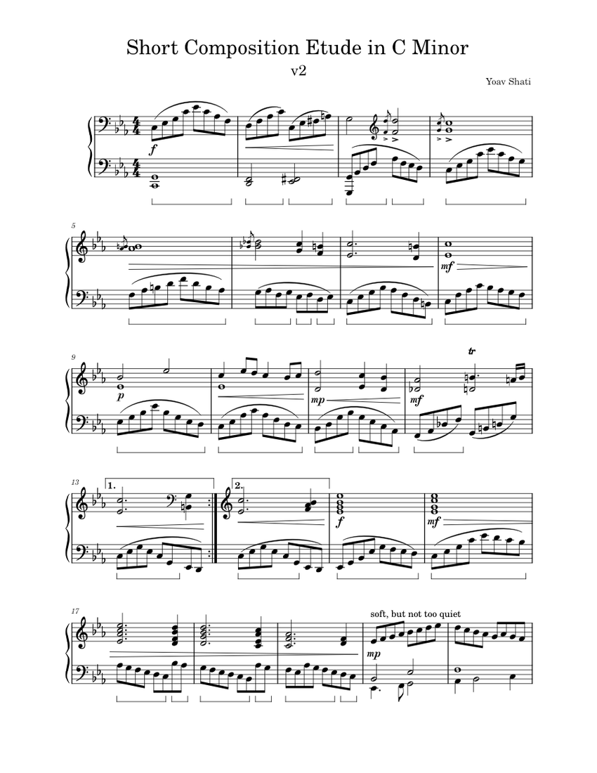 Short Composition Etude in C Minor - v2 Sheet music for Piano (Solo ...