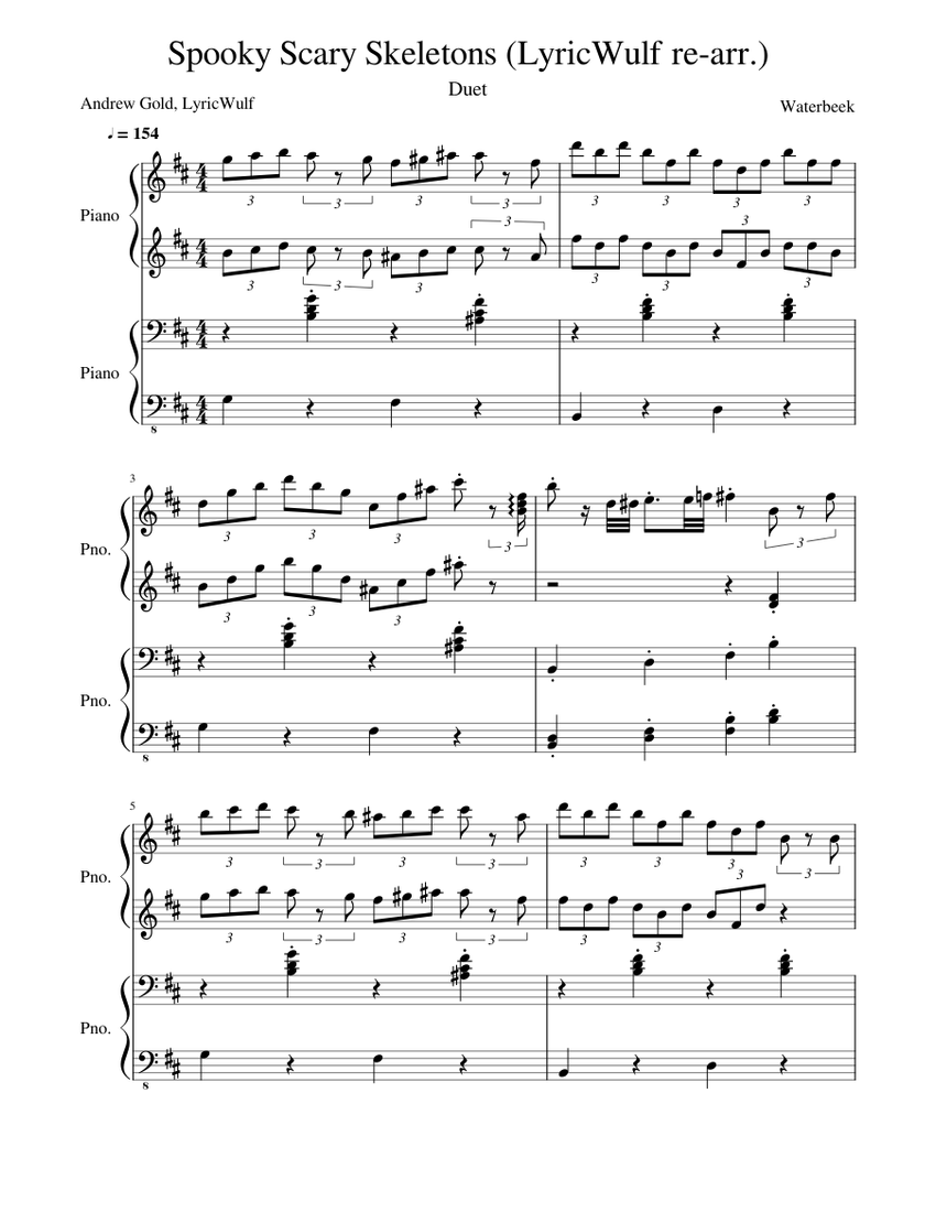 Download and print in PDF or MIDI free sheet music for Spooky Scary Skeleto...