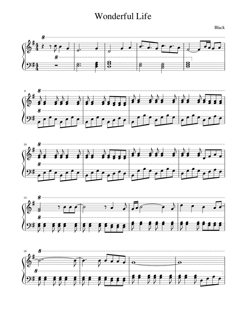 Wonderful Life Sheet music for Piano (Solo) | Musescore.com