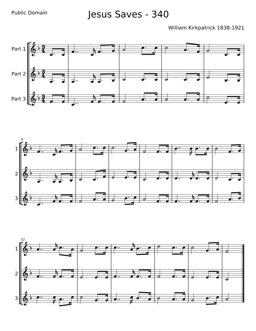 Jesus Saves - William J. Kirkpatrick Sheet music for Piano (Mixed Trio) | Musescore.com