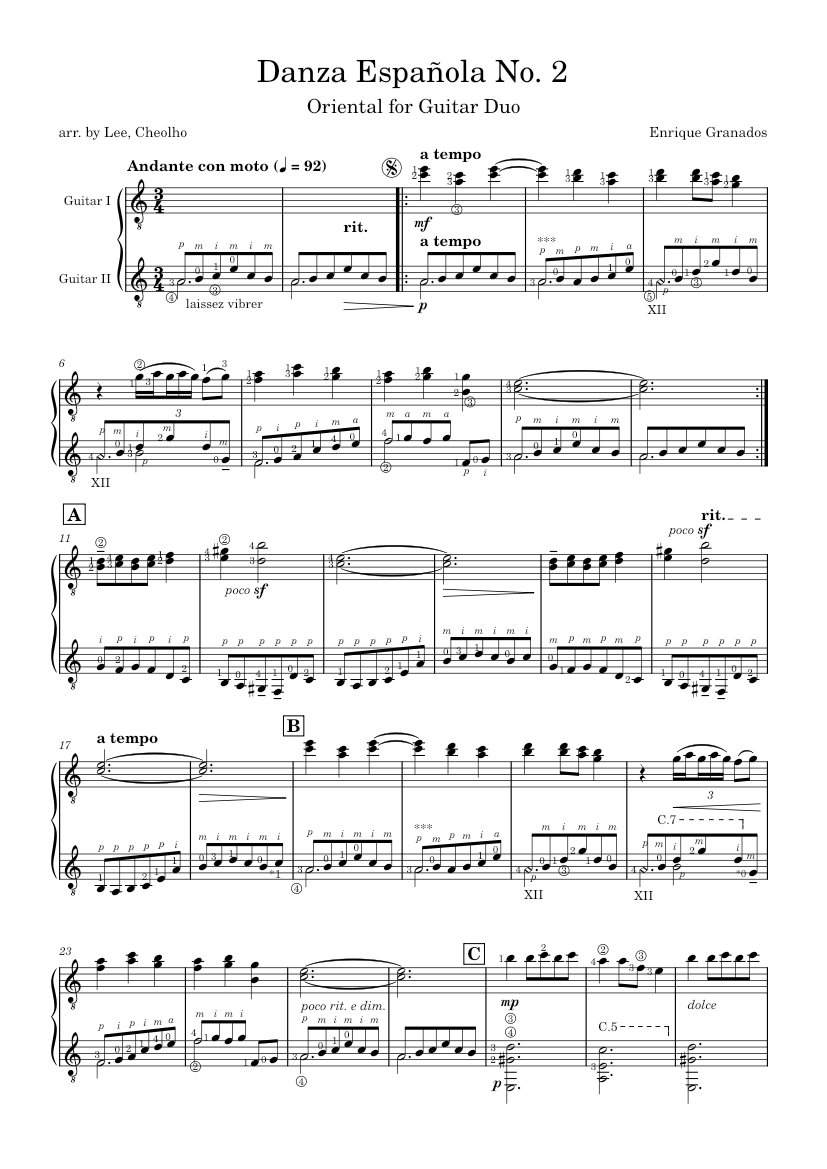 Oriental for Guitar Duo 楽譜 ギター (混合デュオ) | MuseScore.com