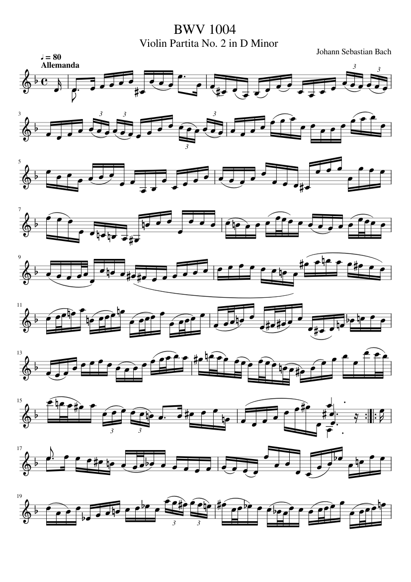 Violin Partita No.2 in D minor BWV 1004