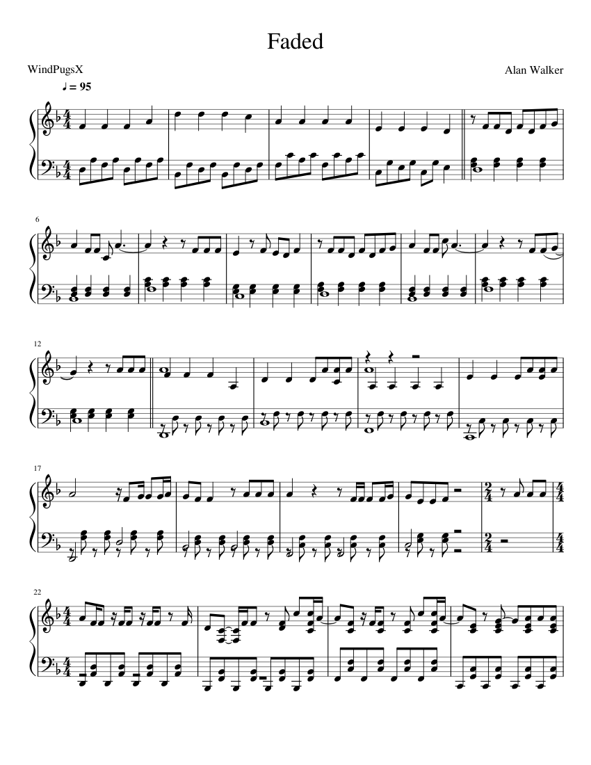 Faded - Alan Walker Sheet music for Piano (Solo) | Musescore.com