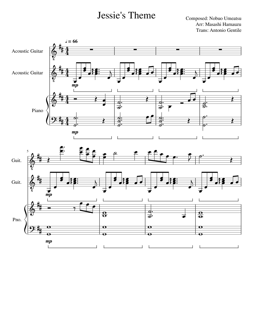 Jessie's_Theme Sheet music for Piano, Guitar (Mixed Trio) | Musescore.com