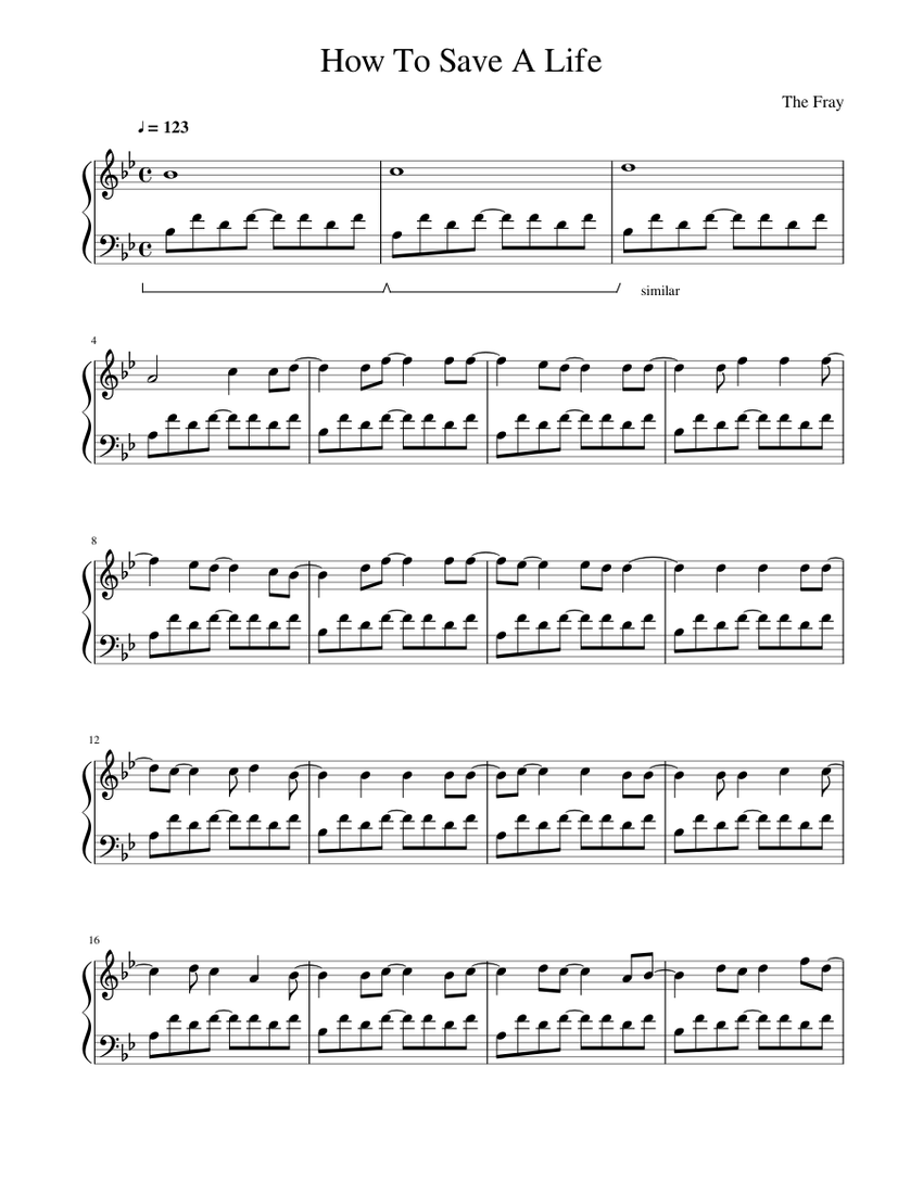 How To Save A Life Sheet music for Piano (Solo) | Musescore.com
