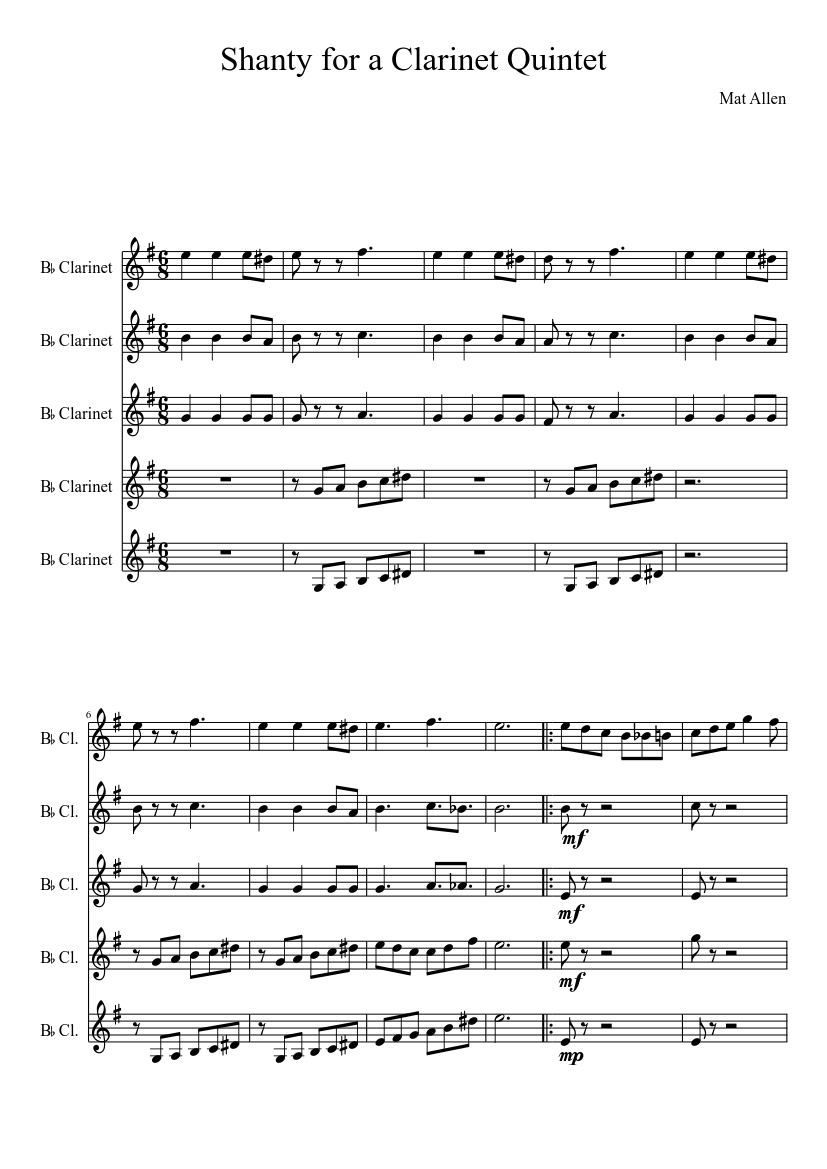 Shanty for a Clarinet Quintet