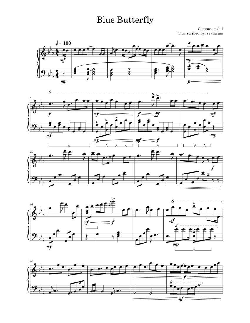 Blue Butterfly dai piano tutorial
