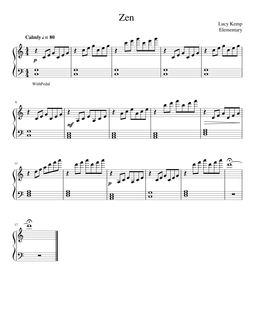 Zen Sheet Music For Piano Solo Easy Musescore