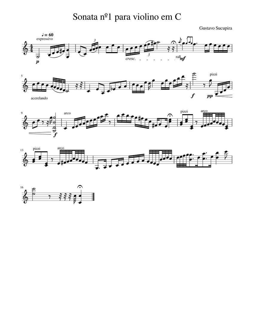 Sonata nº1 para violino em C Sheet music for Violin (Solo) | Musescore.com