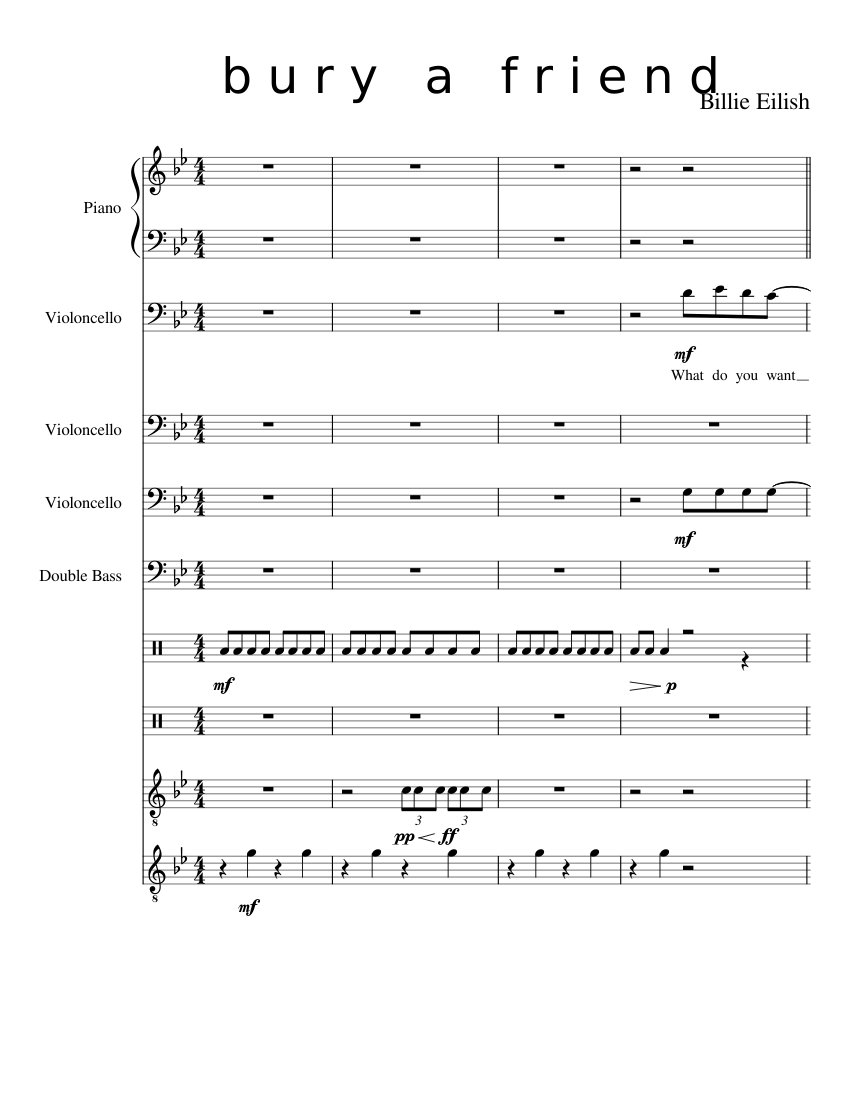 Bury A Friend Billie Eilish Full Score Sheet Music For Piano