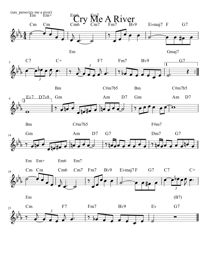 Cry Me A River Chapter 1 Cry Me A River Eb Sheet music for Piano (Solo) | Musescore.com
