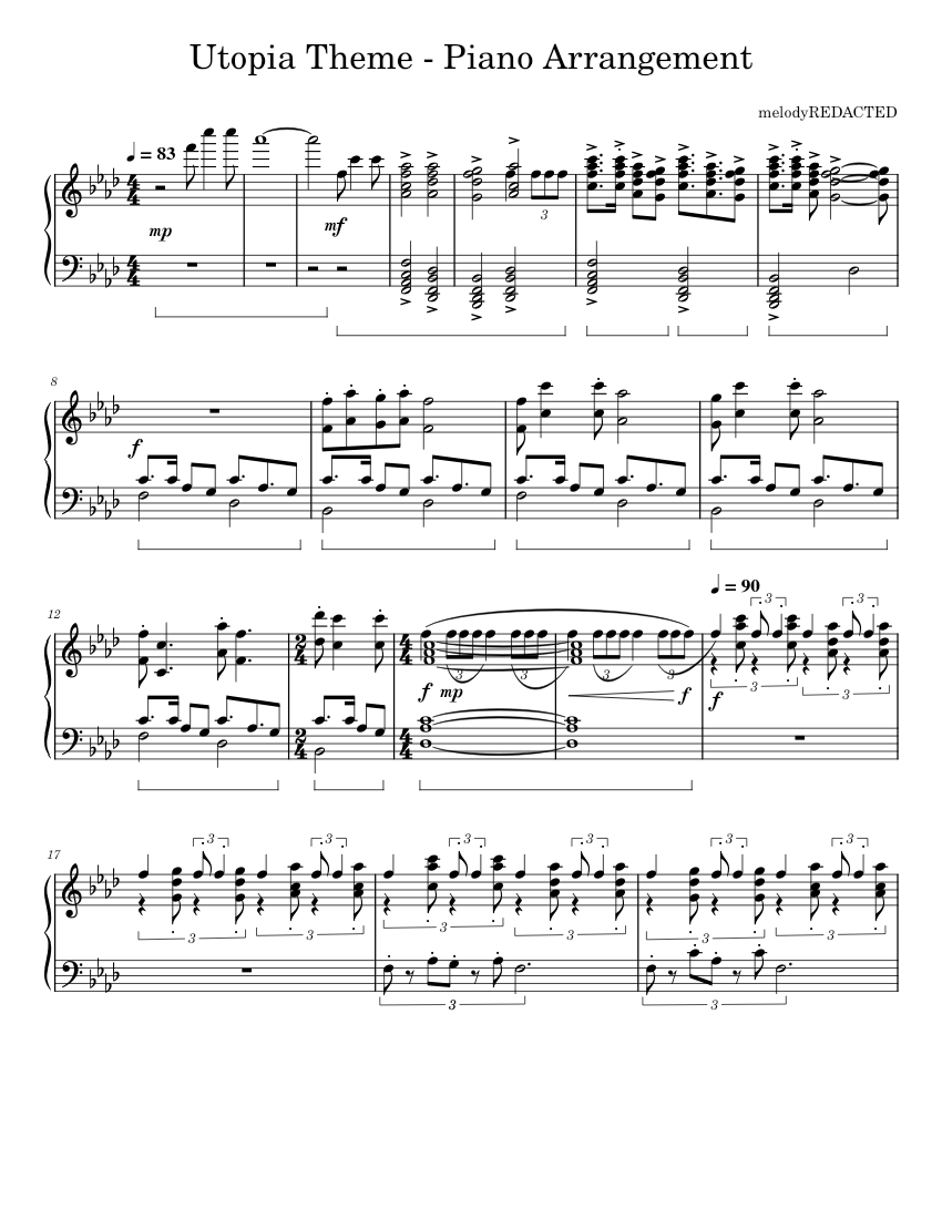 Cristobal Tapia de Veer: Utopia Theme - A Piano Arrangement by  melodyREDACTED Sheet music for Piano (Solo) | Musescore.com