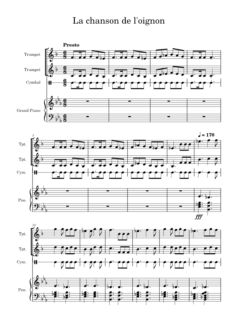 Chanson de l'Oignon Misc Traditional Sheet music for Piano, Crash