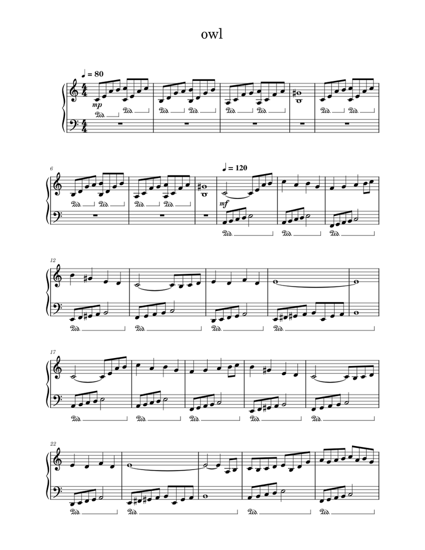 owl Sheet music for Piano (Solo) Easy | Musescore.com