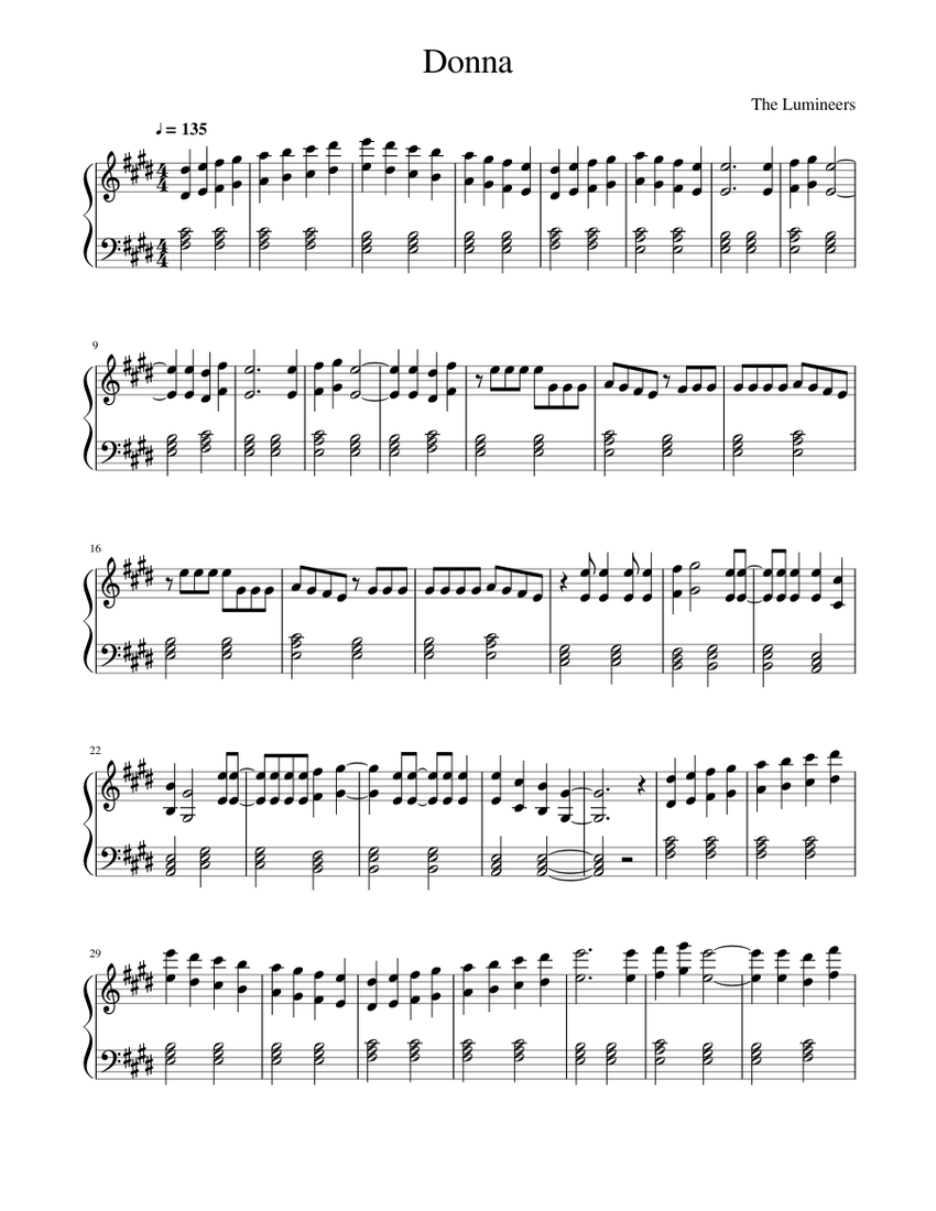 Download and print in PDF or MIDI free sheet music for Donna by The Luminee...