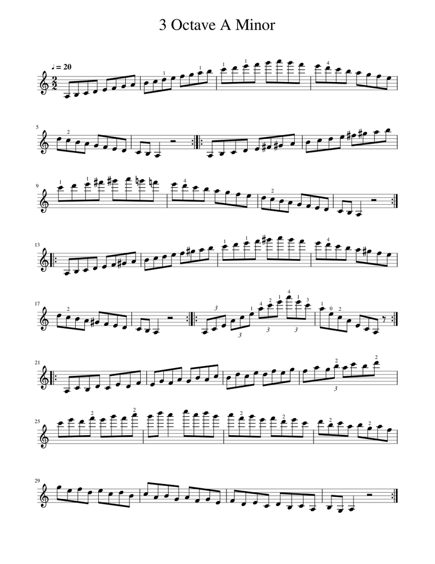 3 Octave A Minor Violin playalong_20 bpm Sheet music for Violin (Solo ...