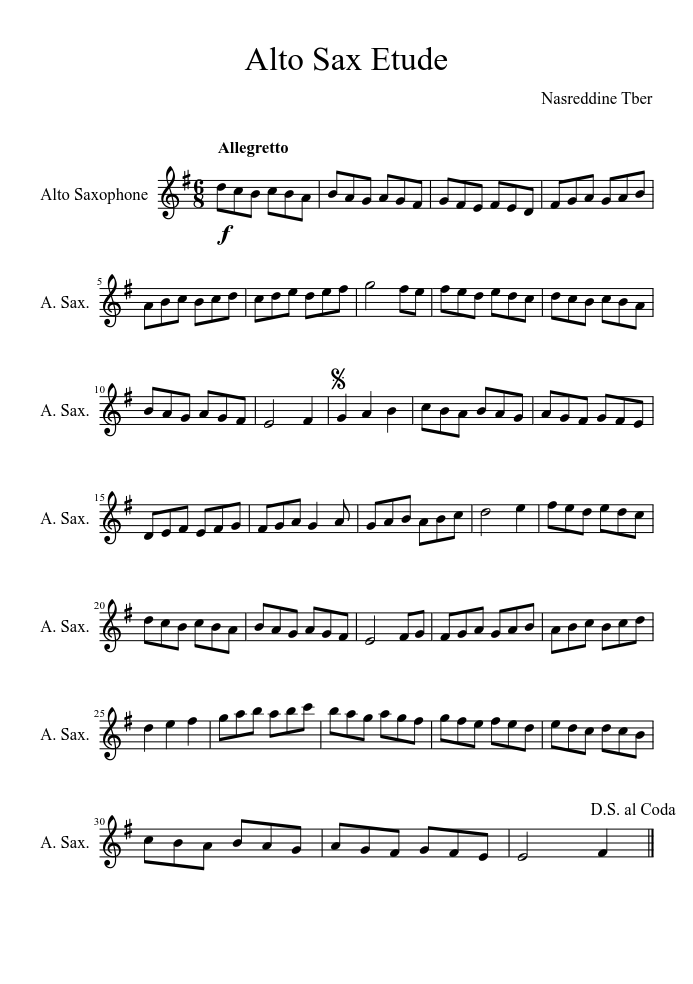Etude for Alto Saxophone Sheet music for Saxophone alto (Solo) |  Musescore.com