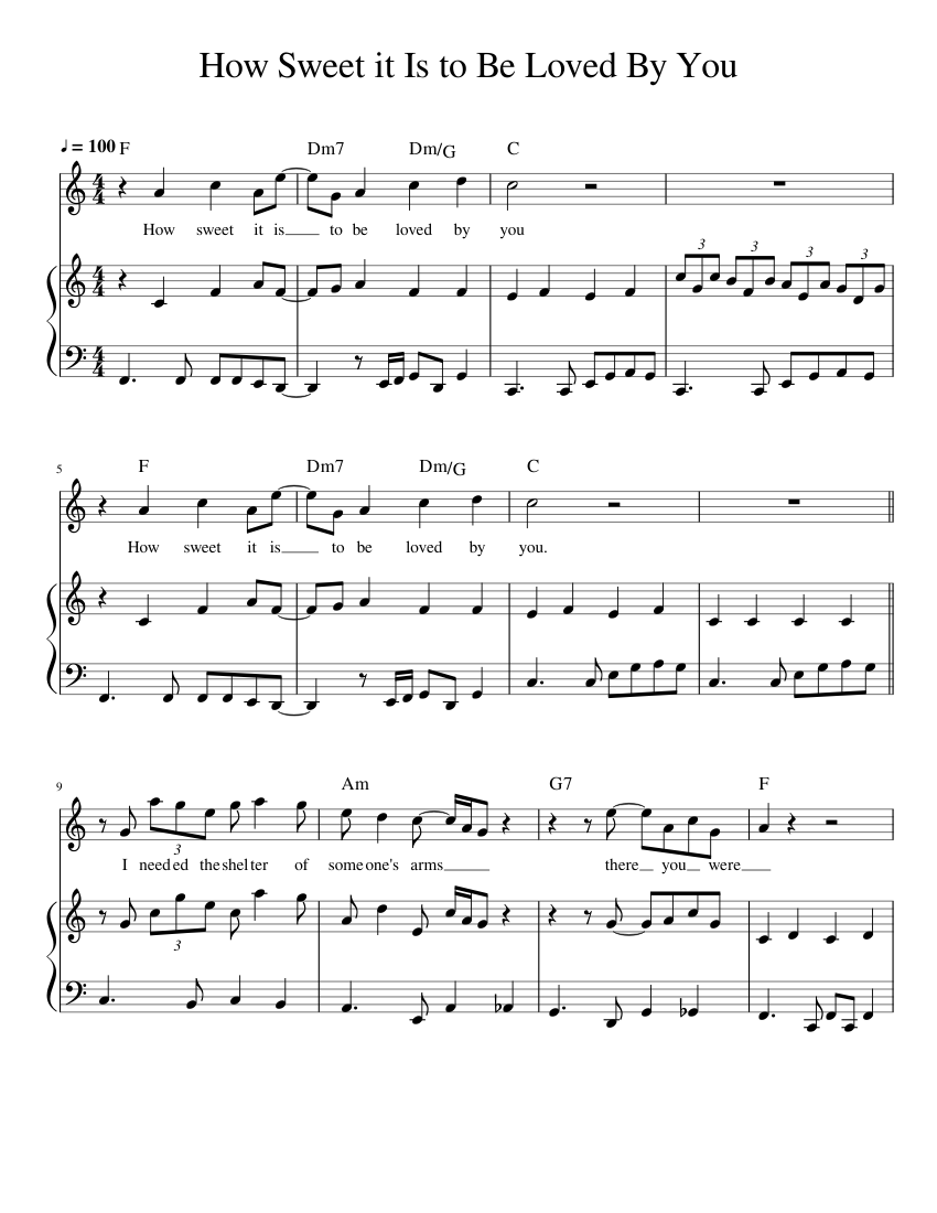 How Sweet it Is to Be Loved By You 1 Sheet music for Piano, Vocals (Piano-Voice)  | Musescore.com