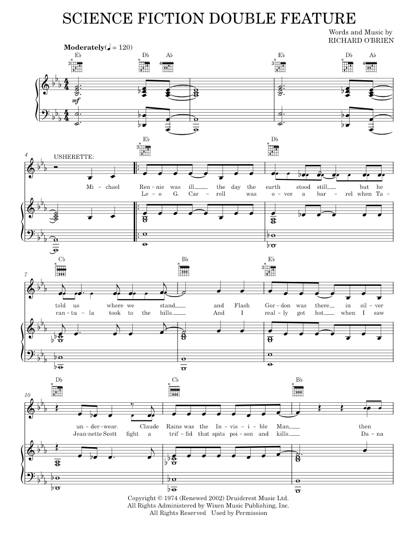 Play Official version of Science fiction double feature Sheet Music