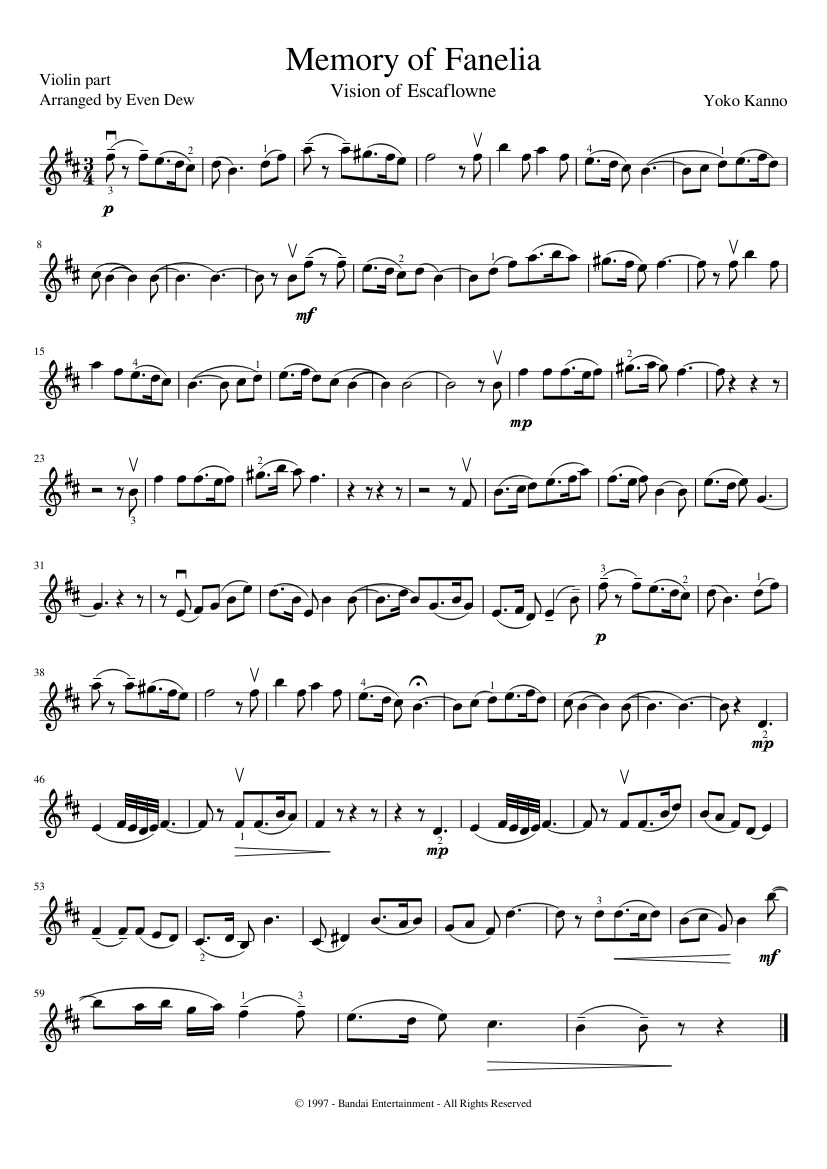 Fanelia Notes Memory of Fanelia Sheet music for Piano (Solo) Easy | Musescore.com