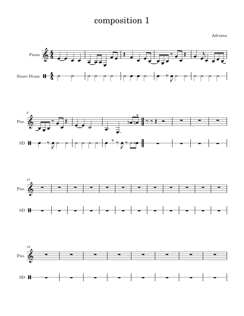 Comp1 Music composition 1 Sheet music for Piano, Strings group (Solo) | Musescore.com