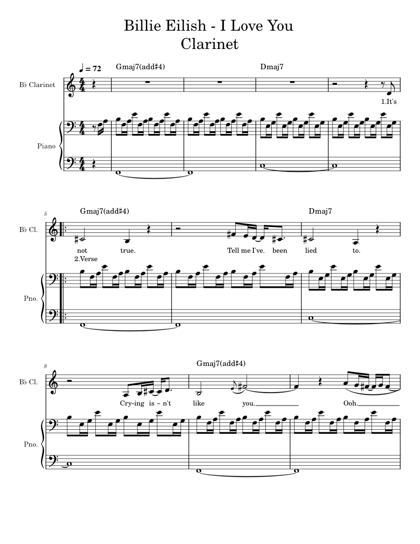 Billie Eilish I Love You by request Sheet music for Piano