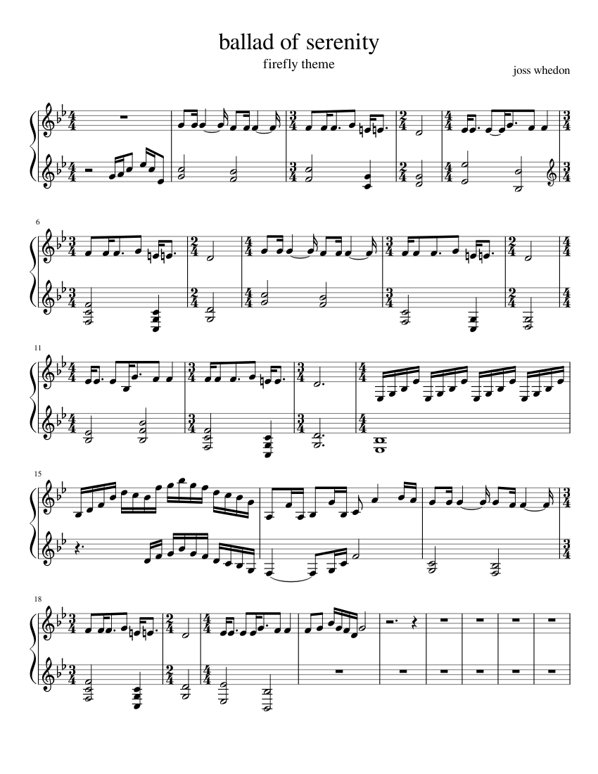 ballad of serenity First Draft Violin cover (Duet) Sheet music for Violin  (Solo) | Musescore.com