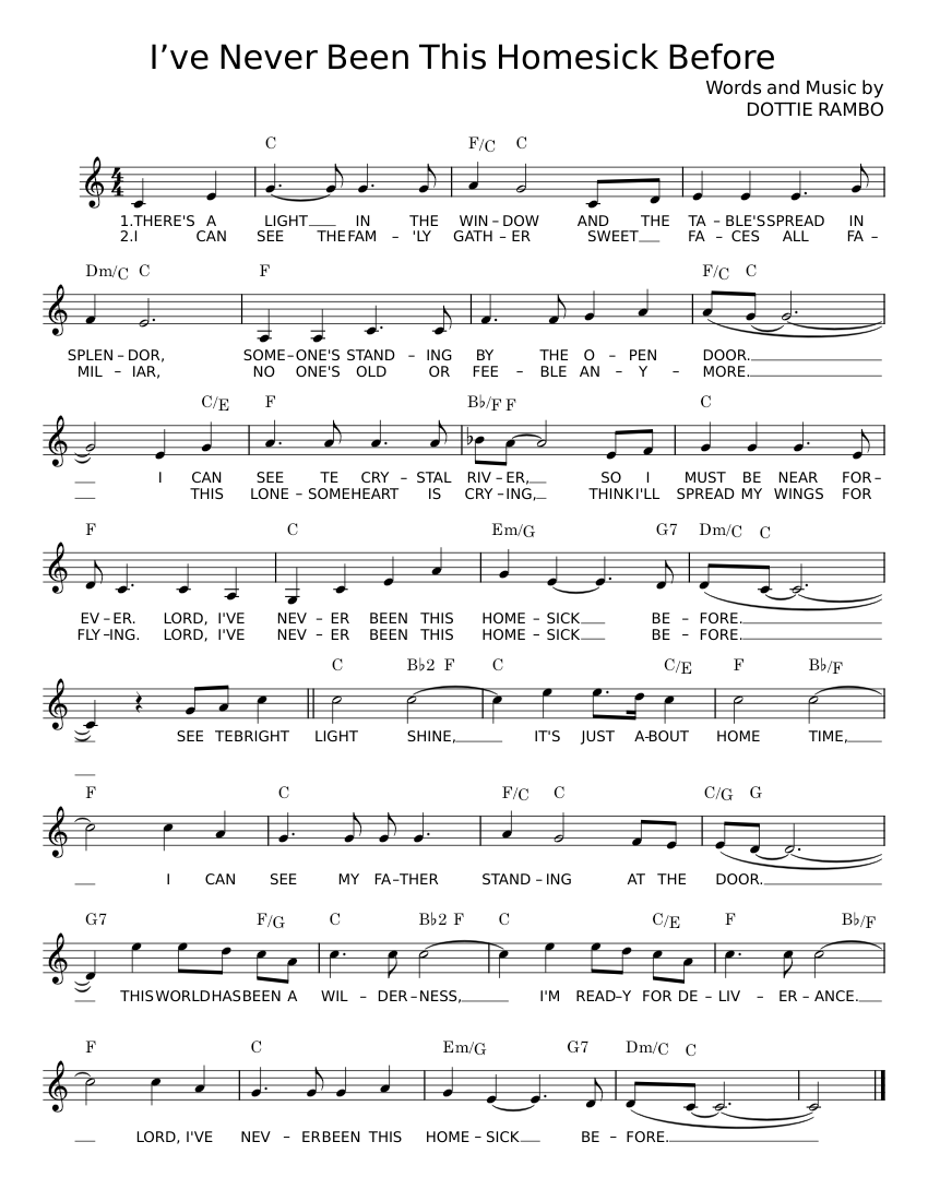 Lord, I've Never Been This Homesick Before - Dottie Rambo Sheet Music ...