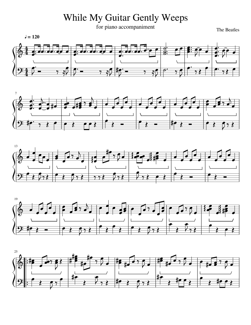 Express Mod reservedele The Beatles - While My Guitar Gently Weeps (Piano Accompaniment) Sheet  music for Piano (Solo) | Musescore.com