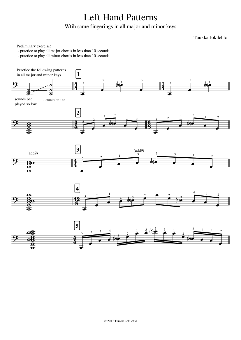 Left Hand Patterns Sheet music for Piano (Solo) Easy | Musescore.com