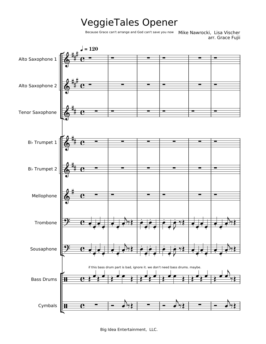 Veggie Tales Main Theme – Phil Vischer VeggieTales_Opener Sheet music ...