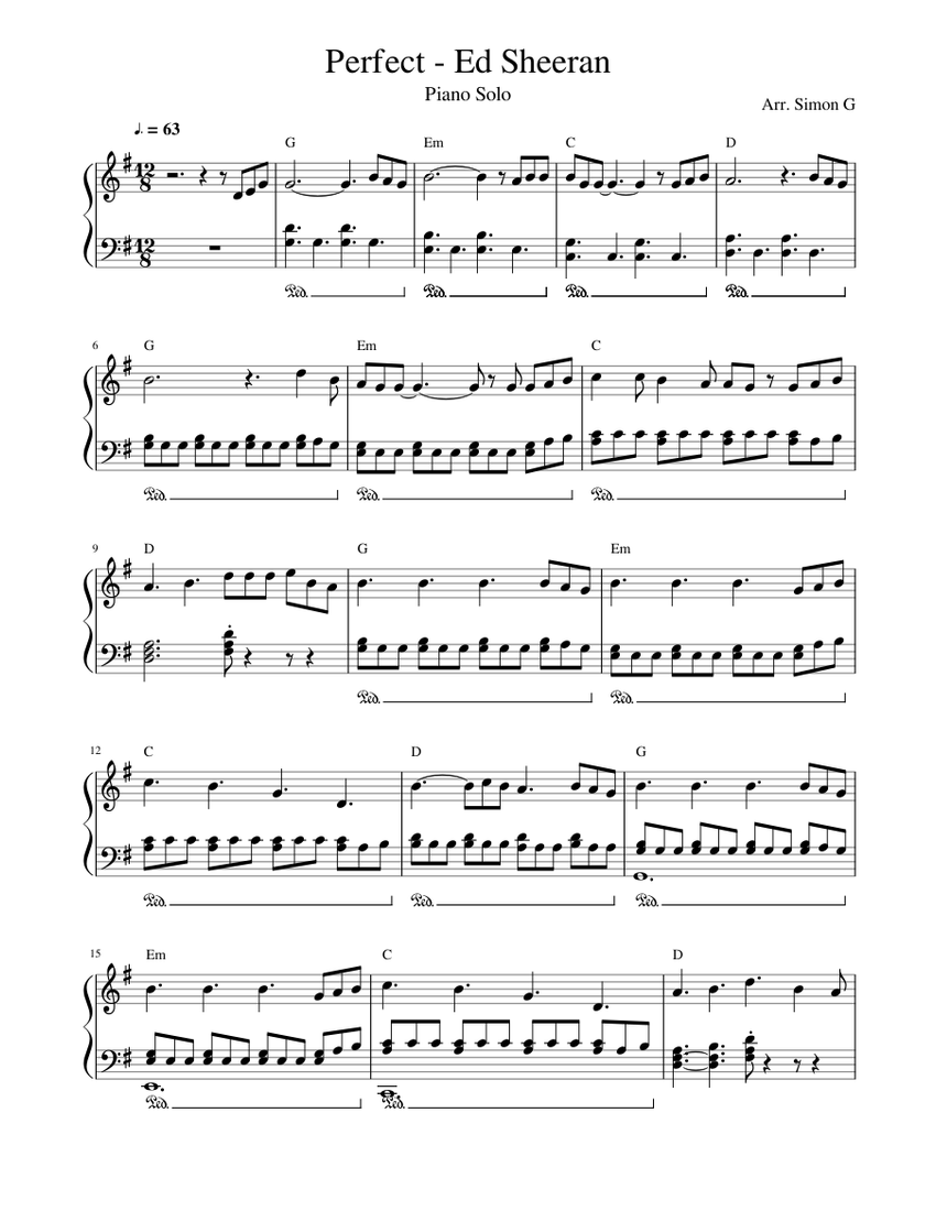Perfect - Ed Sheeran Sheet music for Piano (Solo) | Musescore.com