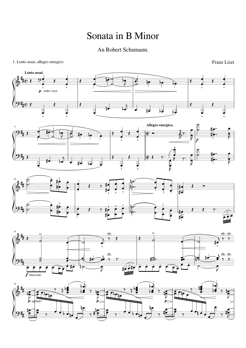 Liszt - Sonata in B Minor (part 1 of 3) Sheet music for Piano (Solo) |  Musescore.com