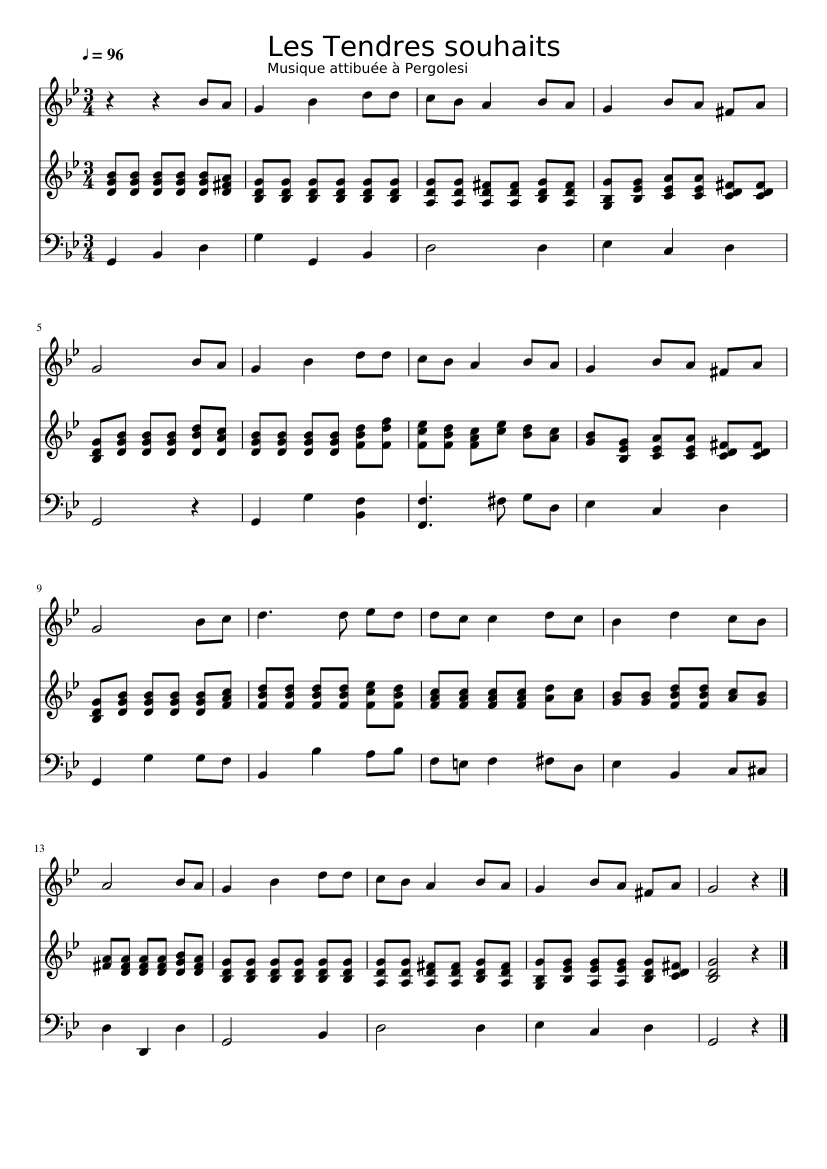 Les Tendres souhaits - Que ne suis je la fougere Sheet music for  Harpsichord, Flute (Mixed Trio) | Musescore.com