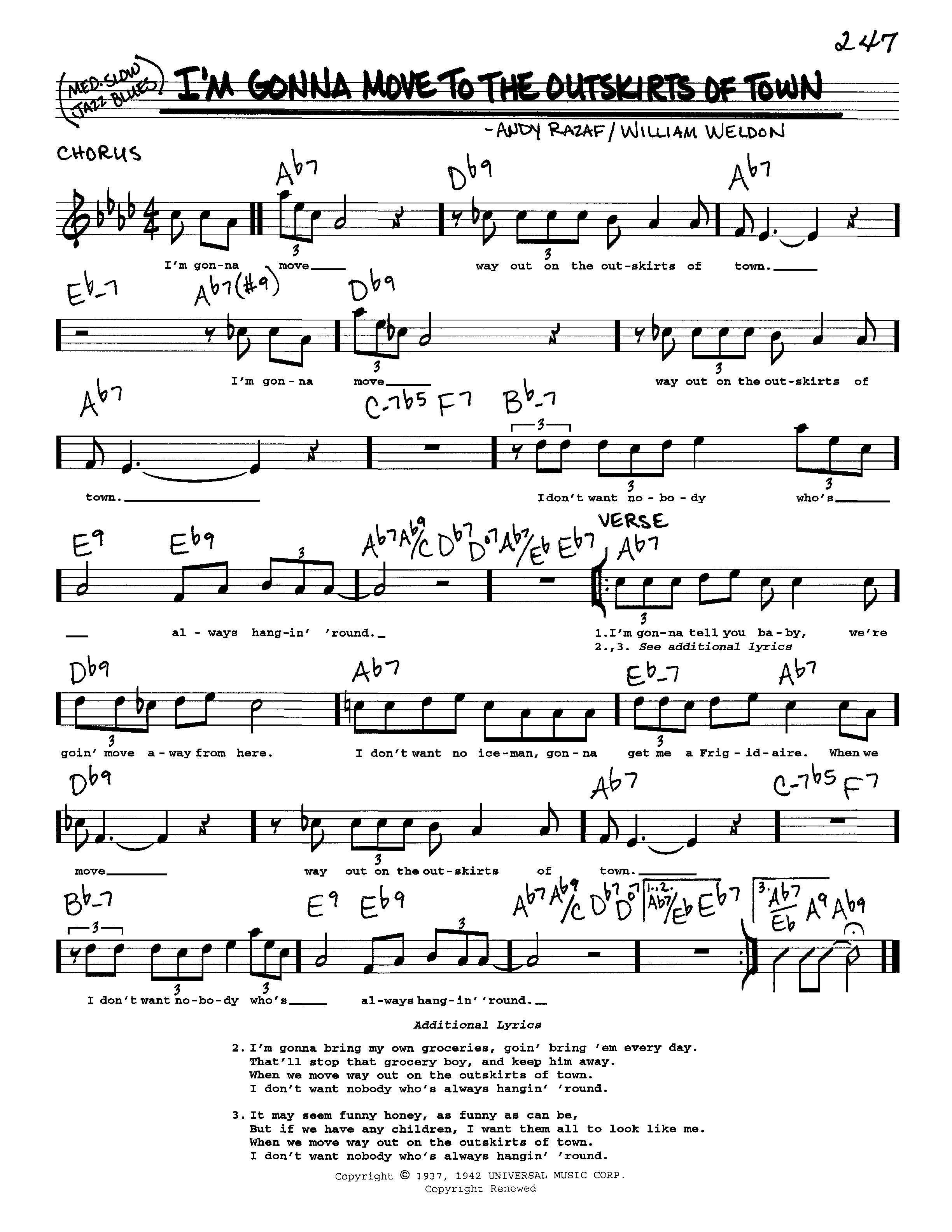 Play Official version of I'm Gonna Move To The Outskirts Of Town sheet ...