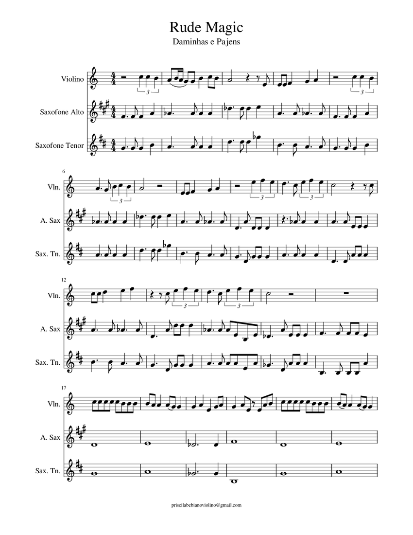 Rude Magic Sheet music for Violin, Saxophone (Alto), Saxophone (Tenor ...