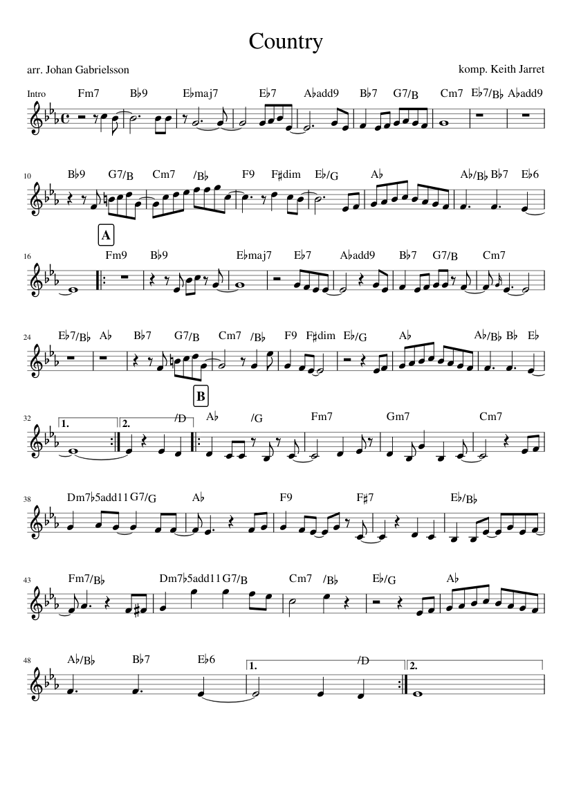 Country (piano) - Keith Jarret Sheet music for Piano (Solo) | Musescore.com