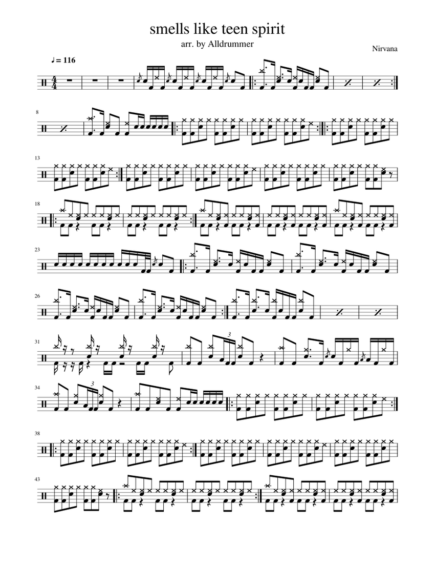 Smells Like Teen Spirit - Drums Sheet music for Drum group (Solo) |  Musescore.com