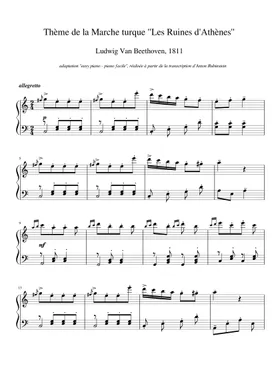 Partition piano sheet music / Marche Turque, Mozart (easy
