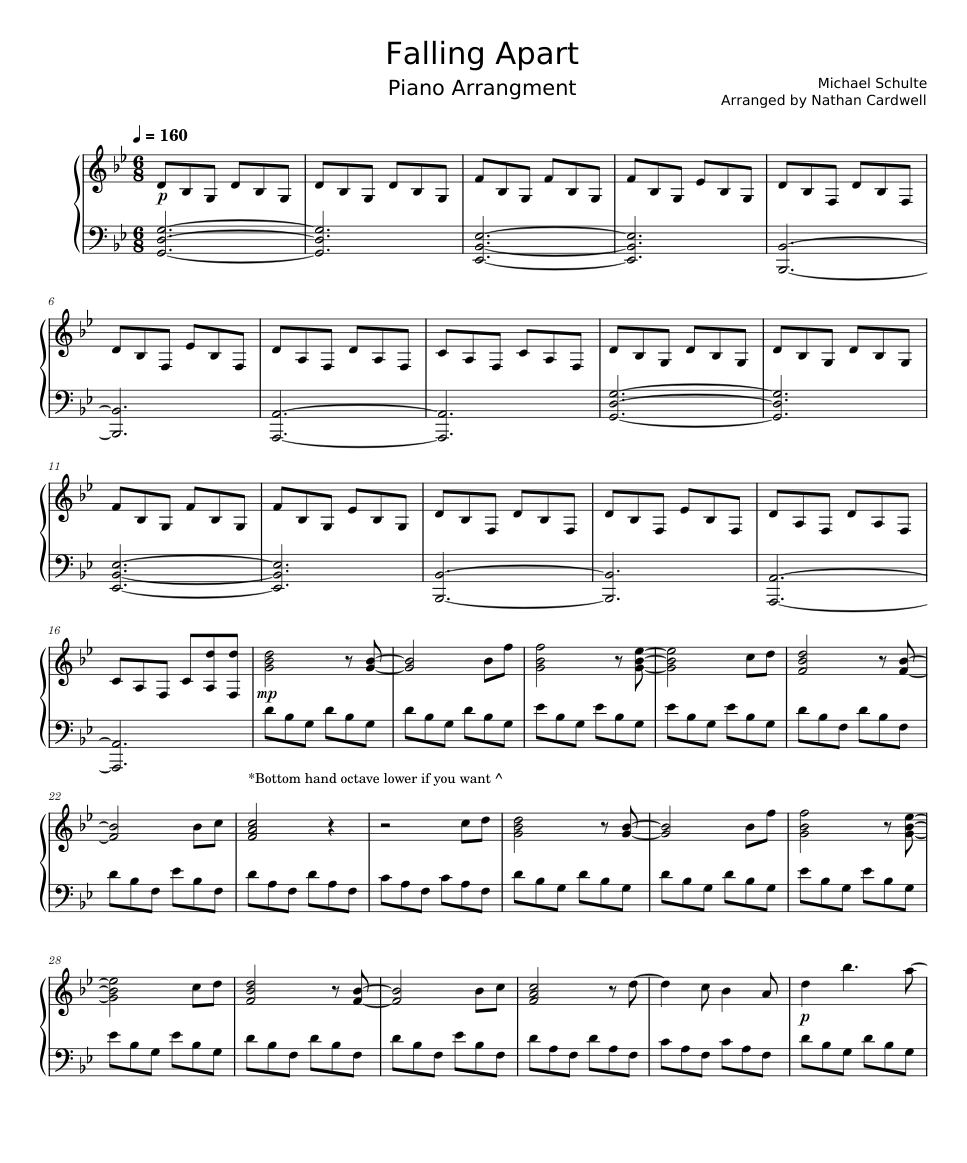 Falling apart - Michael Schulte Sheet music for Piano (Solo) | Musescore.com
